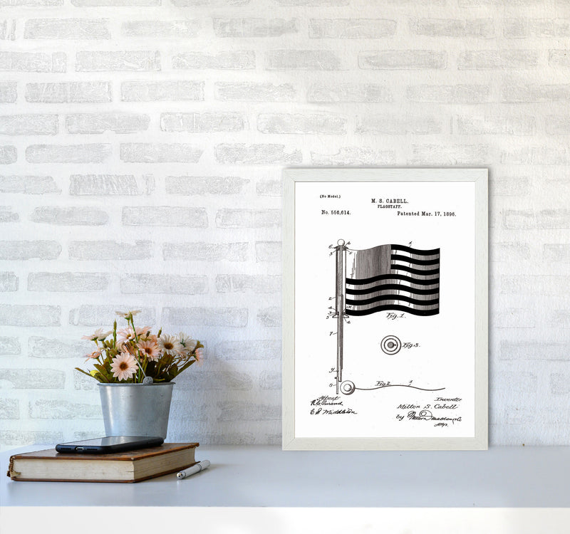 Flagstaff Patent Art Print by Jason Stanley A3 Oak Frame