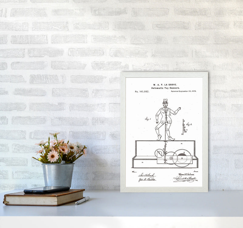 Toy Dancer Patent Art Print by Jason Stanley A3 Oak Frame