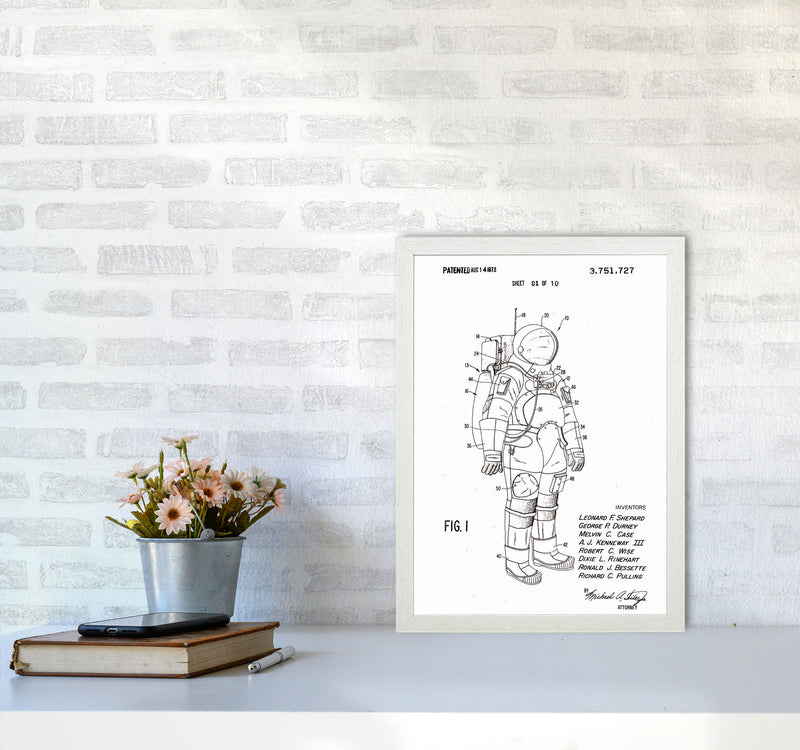 Spacesuit Patent Art Print by Jason Stanley A3 Oak Frame