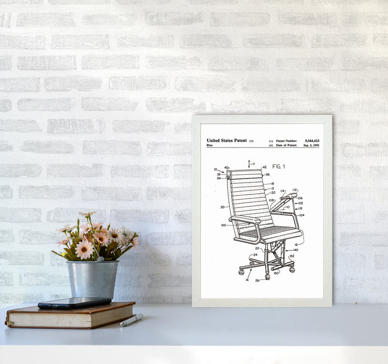 Desk Chair Patent Art Print by Jason Stanley A3 Oak Frame
