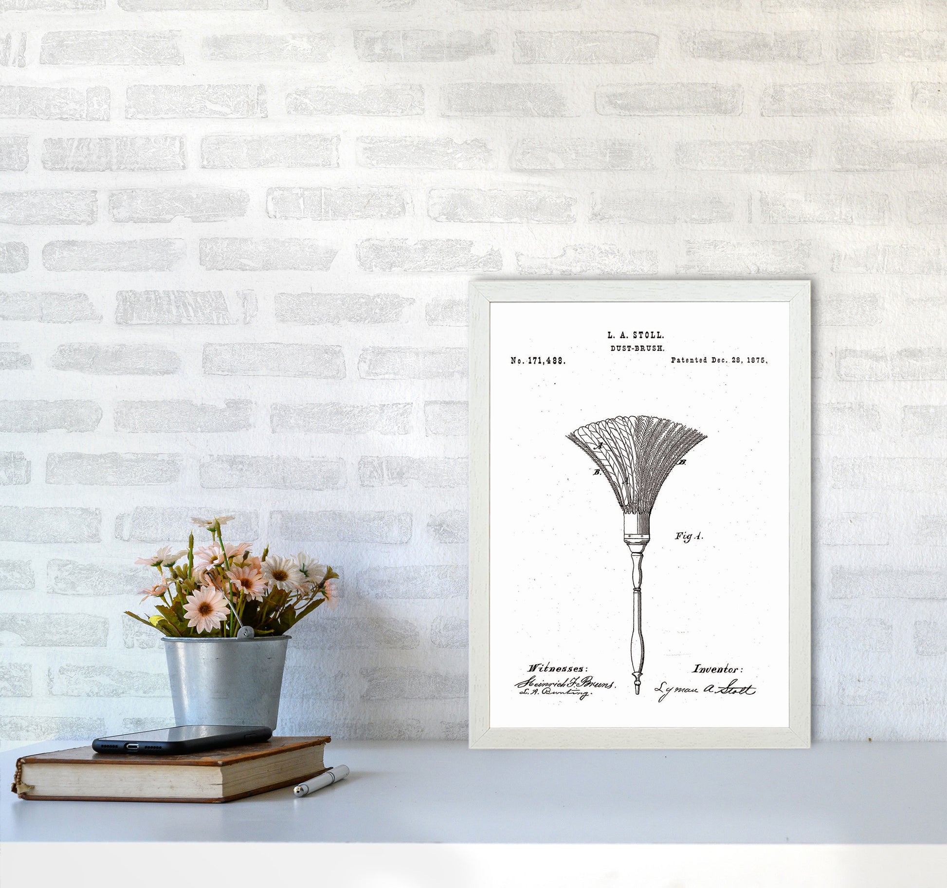 Dust Brush Patent Art Print by Jason Stanley A3 Oak Frame