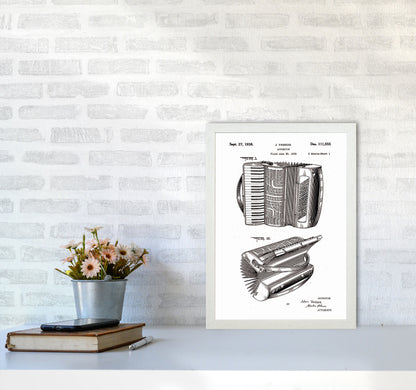 Accordian Patent Art Print by Jason Stanley A3 Oak Frame
