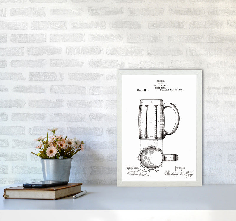 Beer Mug Patent 2 Art Print by Jason Stanley A3 Oak Frame