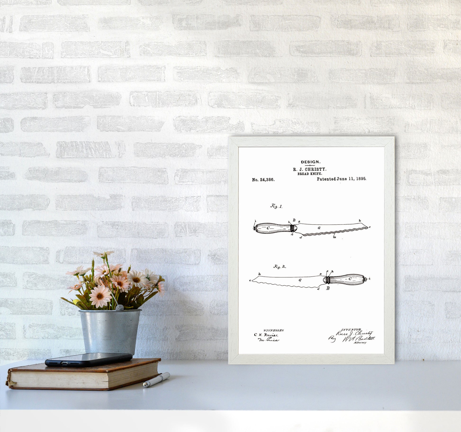 Bread Knife Patent Art Print by Jason Stanley A3 Oak Frame