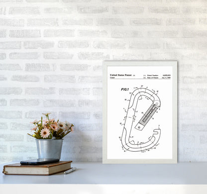Caribiner Patent Art Print by Jason Stanley A3 Oak Frame