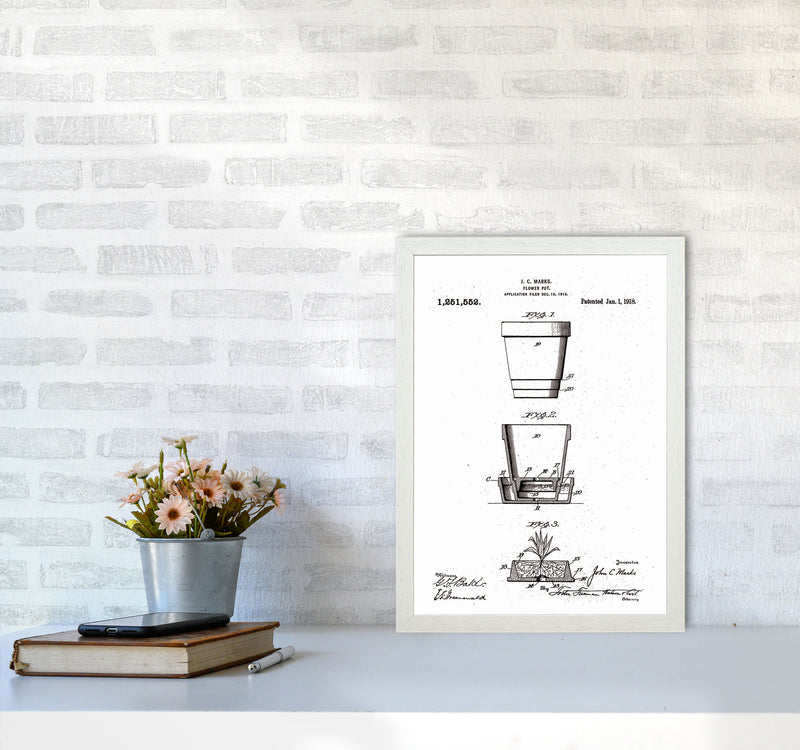 Flower Pot Patent Art Print by Jason Stanley A3 Oak Frame