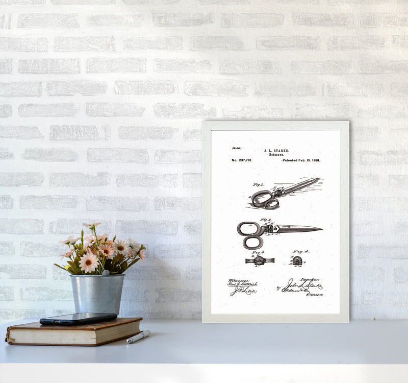 Scissors Patent Art Print by Jason Stanley A3 Oak Frame