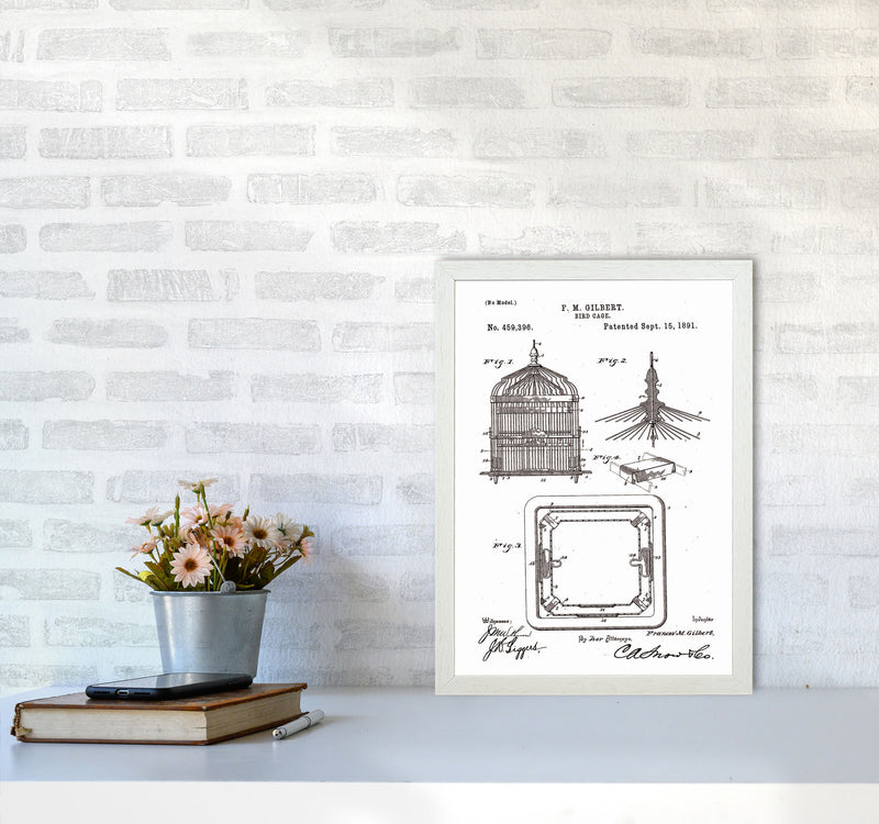 Bird Cage Patent Art Print by Jason Stanley A3 Oak Frame