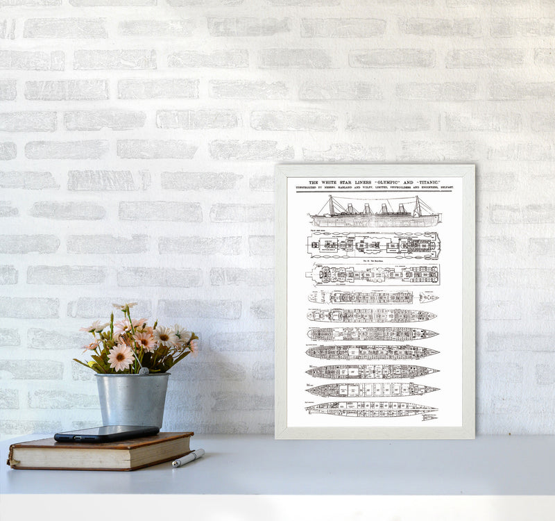 Titanic Patent Art Print by Jason Stanley A3 Oak Frame