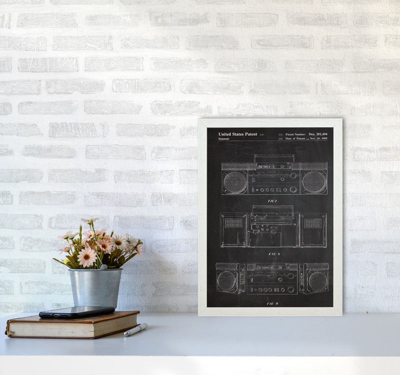 Boombox Patent Art Print by Jason Stanley A3 Oak Frame