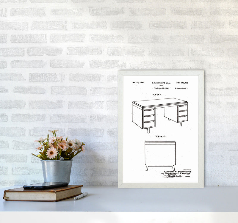 Desk Patent Art Print by Jason Stanley A3 Oak Frame