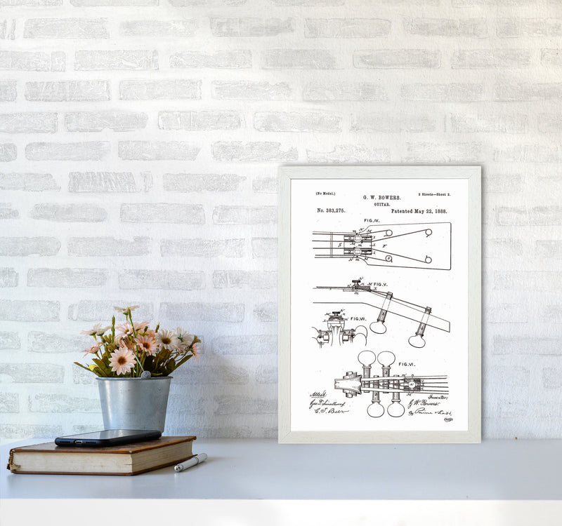 Guitar Patent Art Print by Jason Stanley A3 Oak Frame