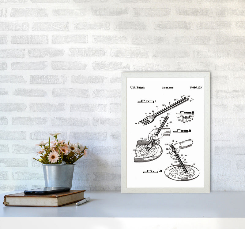 Fork Patent Art Print by Jason Stanley A3 Oak Frame