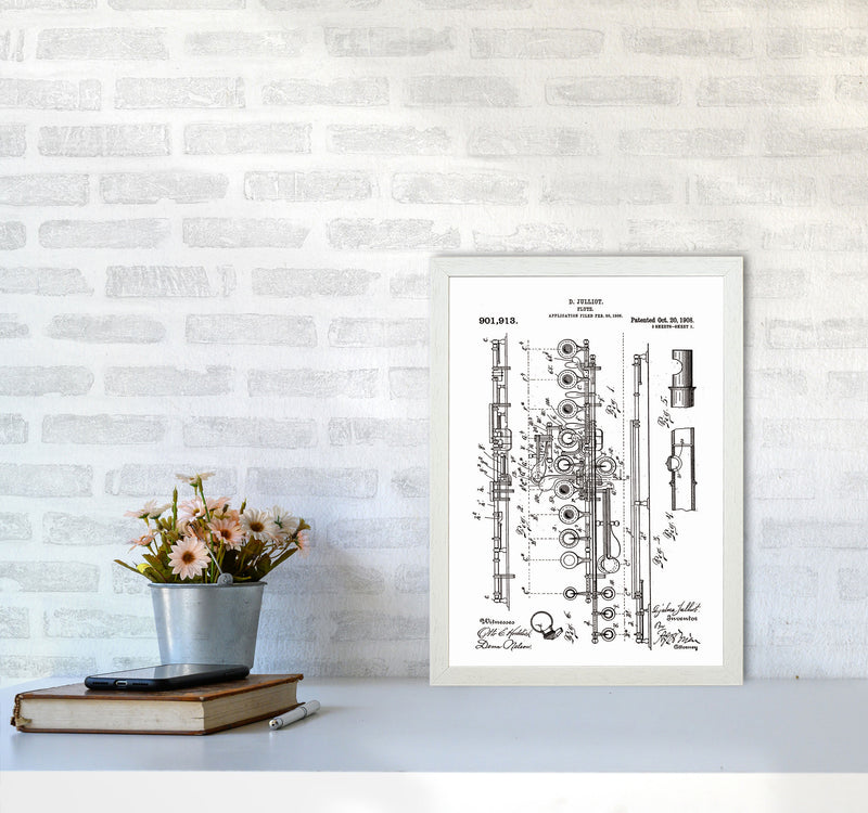 Flute Patent Art Print by Jason Stanley A3 Oak Frame