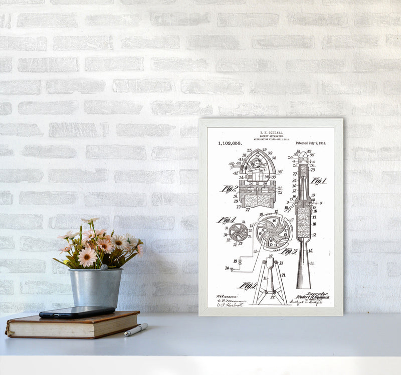 Rocket Patent Art Print by Jason Stanley A3 Oak Frame