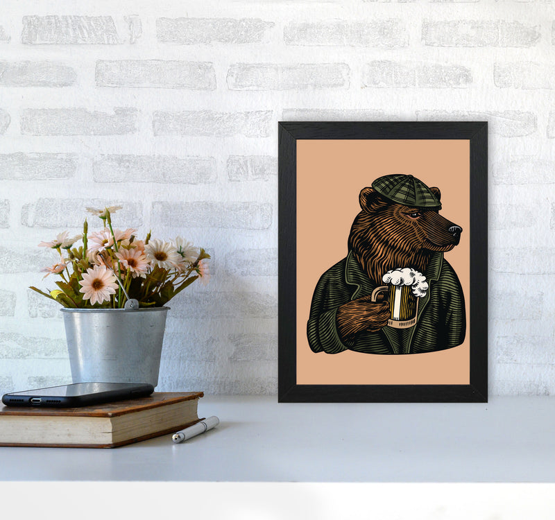 Frosty The Bear With A Frosty Beer Art Print by Jason Stanley A4 White Frame