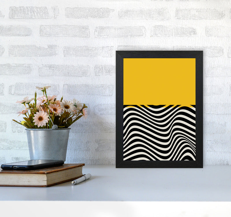 Minimal Abstract Yellow Wave Art Print by Jason Stanley A4 White Frame