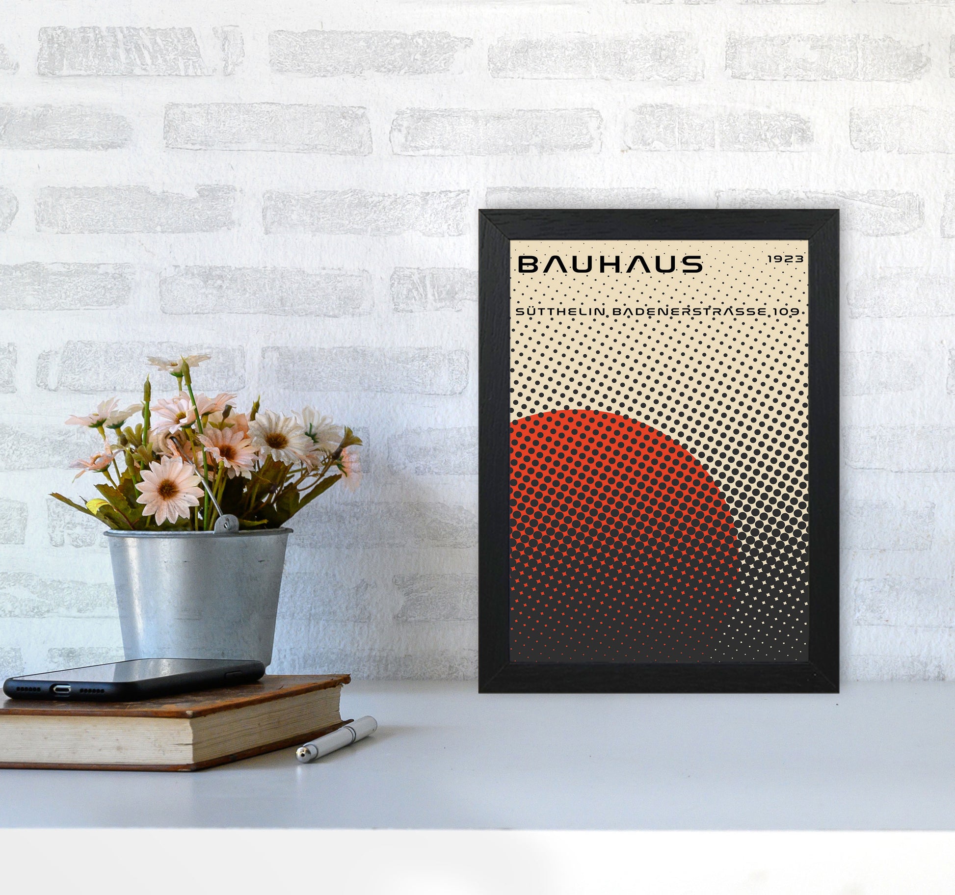 Bauhaus Geometric Red Vibe Art Print by Jason Stanley A4 White Frame