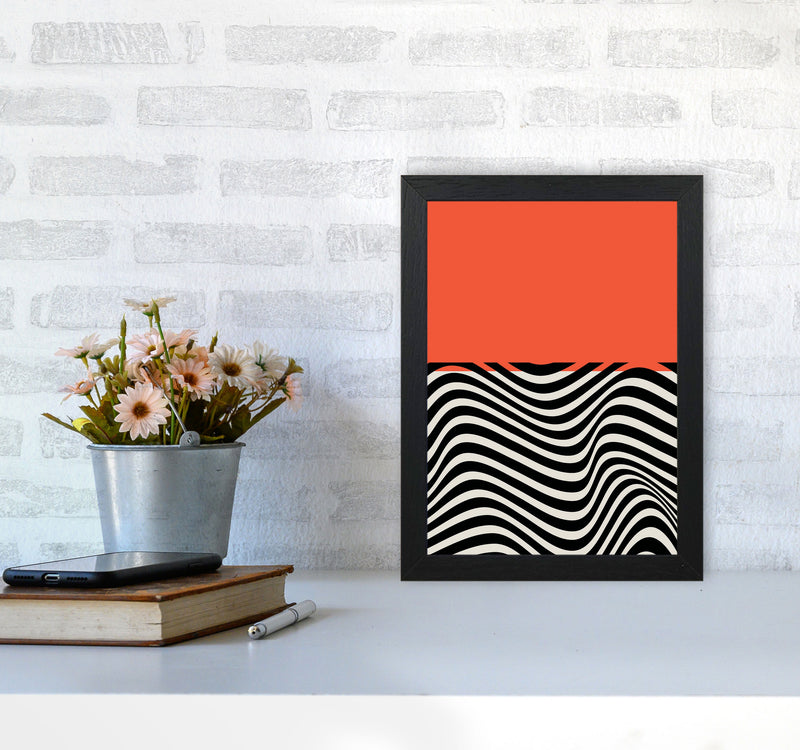 Minimal Abstract Red Wave Art Print by Jason Stanley A4 White Frame