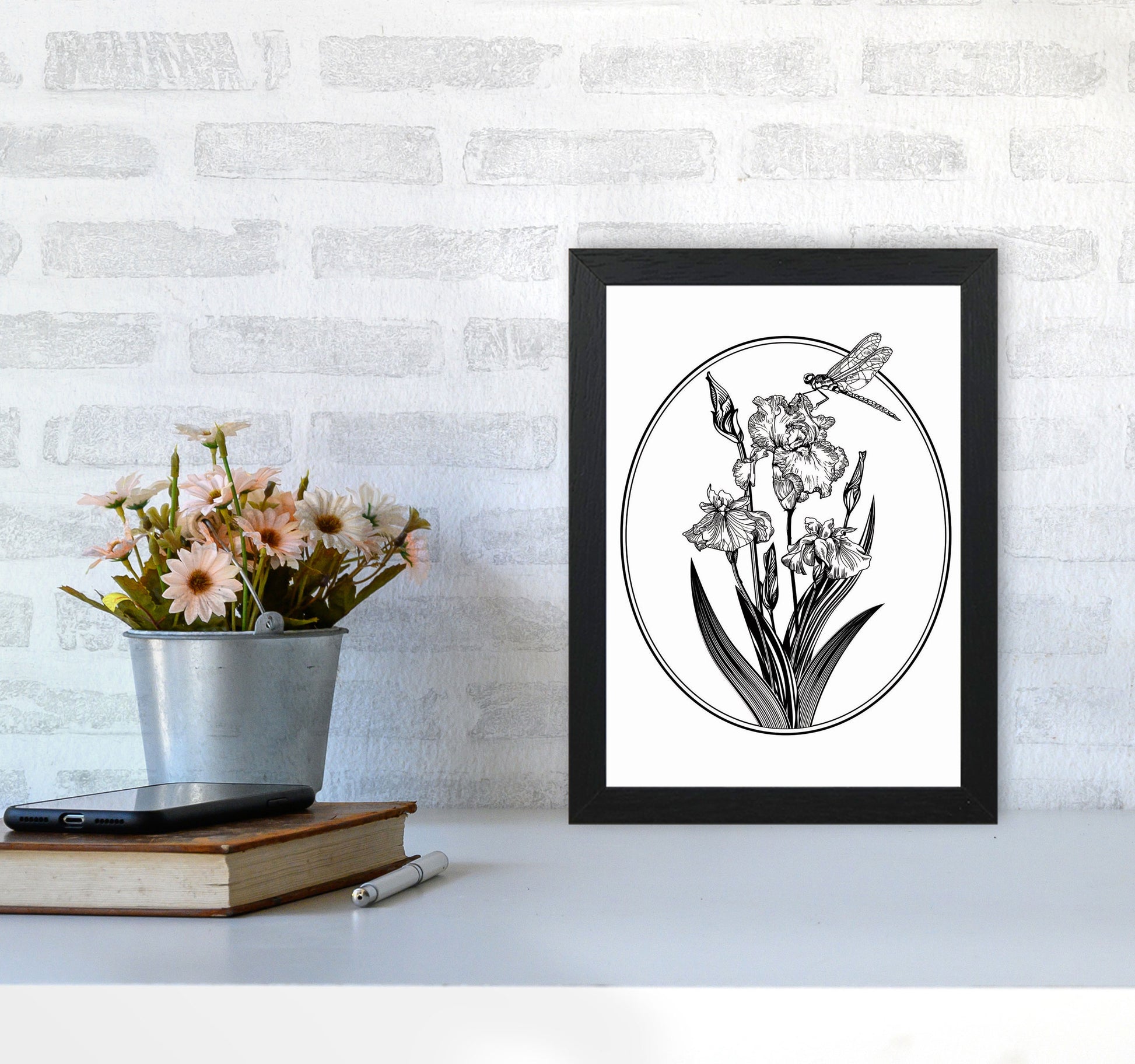 Vintage Beautiful Flower Art Print by Jason Stanley A4 White Frame
