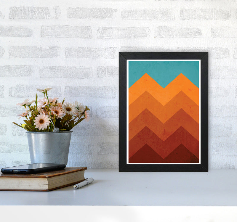 Abstract Orange Mountain Art Print by Jason Stanley A4 White Frame