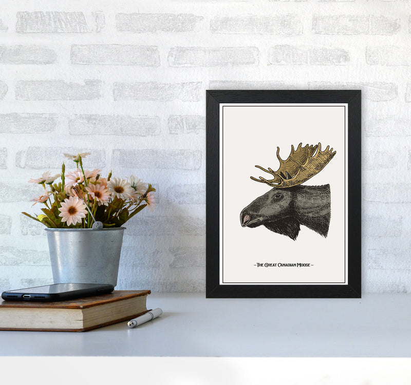 The Great Canadian Moose Art Print by Jason Stanley A4 White Frame