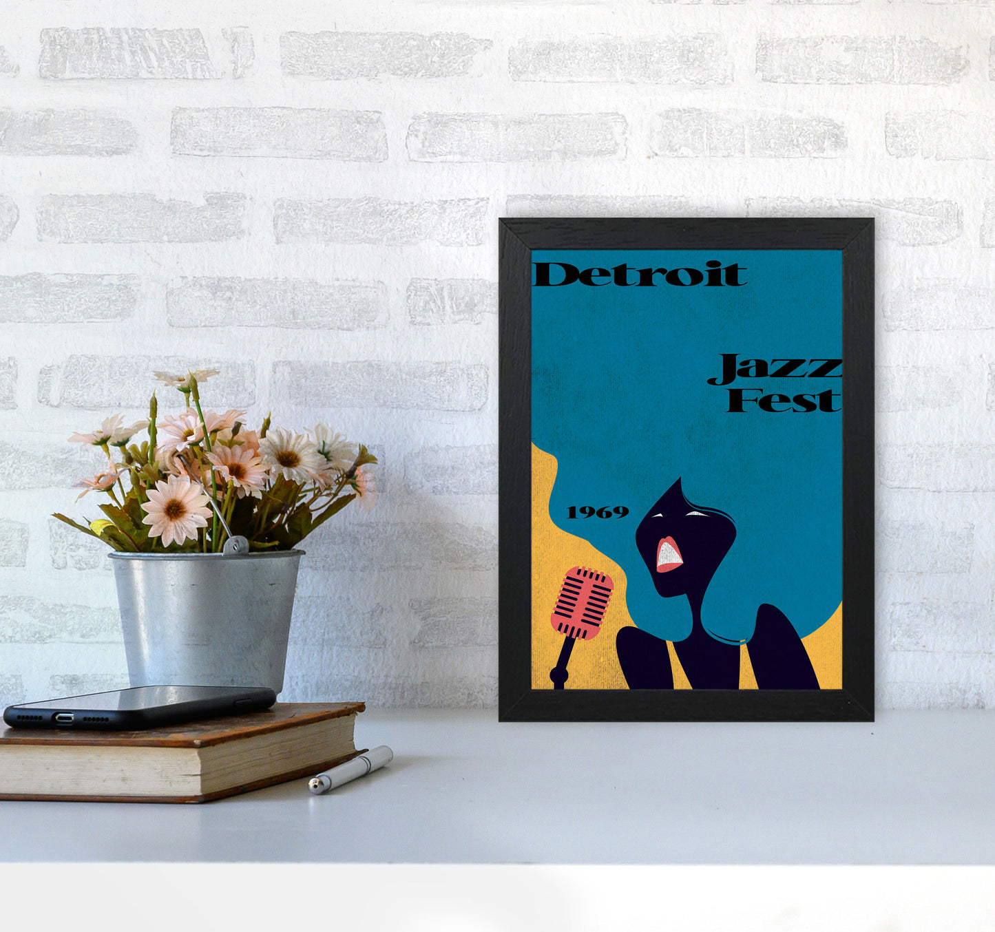 Detroit Jazz Fest 1969 Art Print by Jason Stanley A4 White Frame