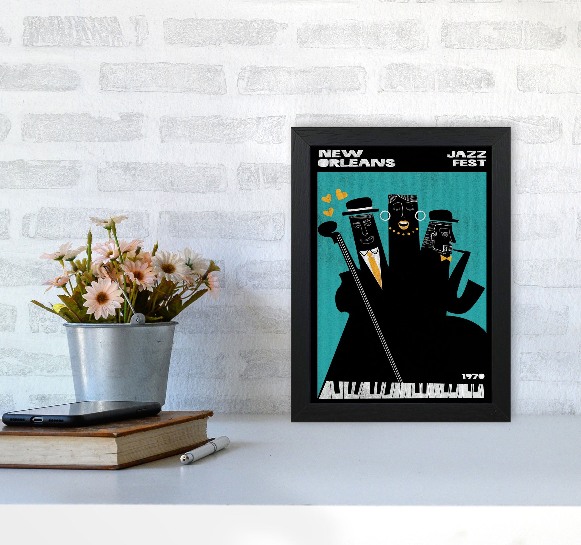 New Orleans Jazz Fest Art Print by Jason Stanley A4 White Frame