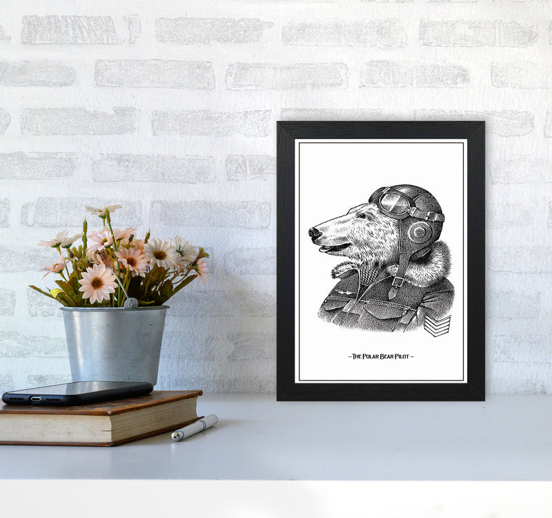 The Poler Bear Pilot Art Print by Jason Stanley A4 White Frame