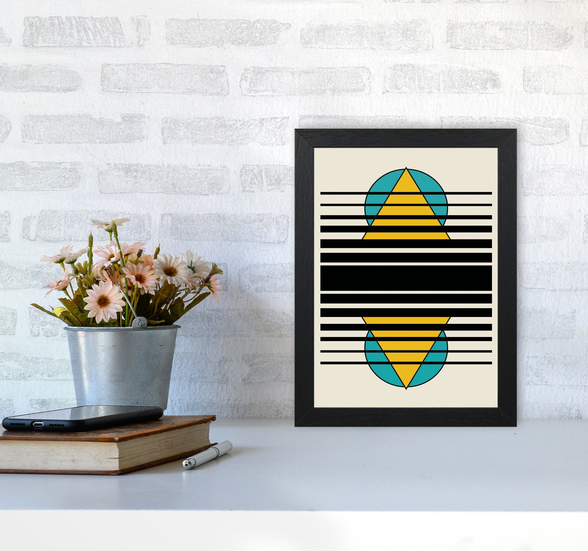 Geometric Suns. IIII Art Print by Jason Stanley A4 White Frame