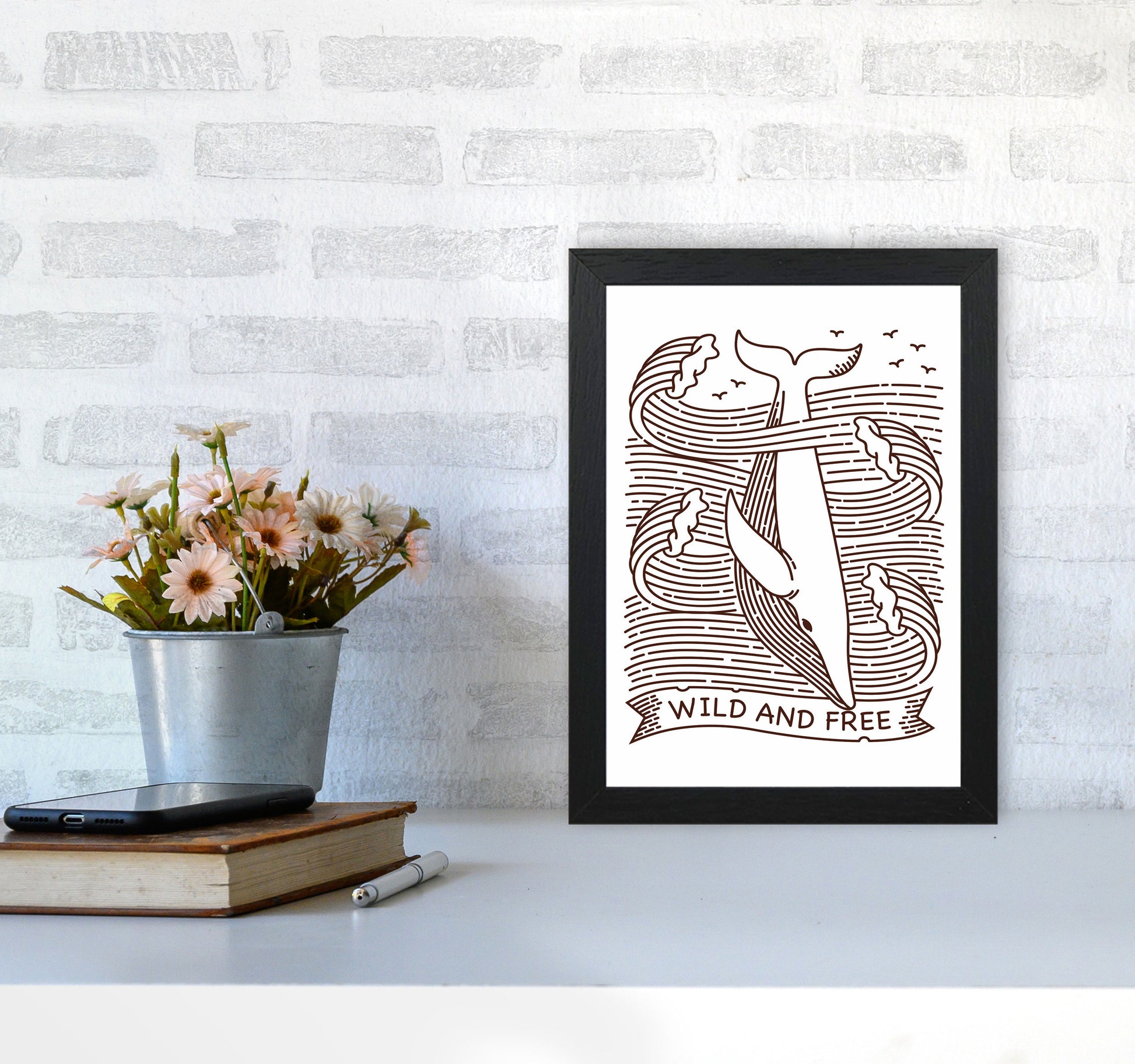 Wild And Free Whale Art Print by Jason Stanley A4 White Frame