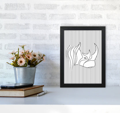 Line Drawing Rhino Art Print by Jason Stanley A4 White Frame