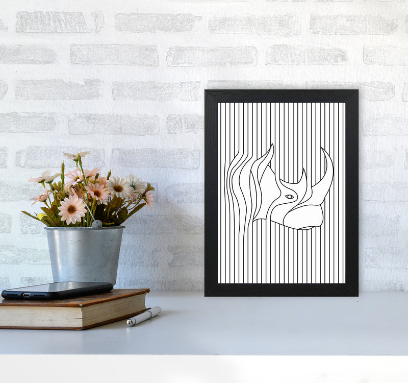 Line Drawing Rhino Art Print by Jason Stanley A4 White Frame