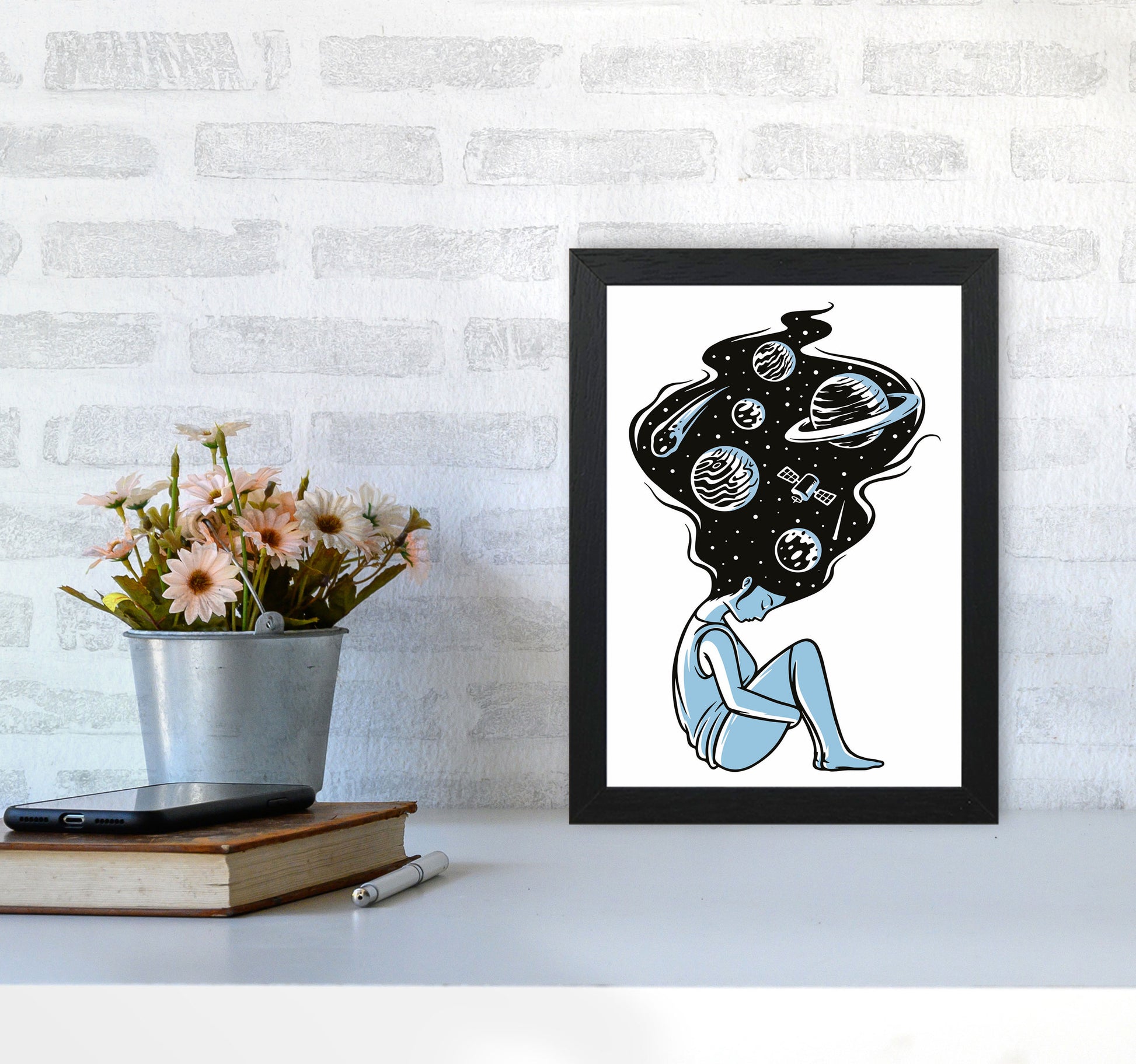 Head In The Clouds Art Print by Jason Stanley A4 White Frame