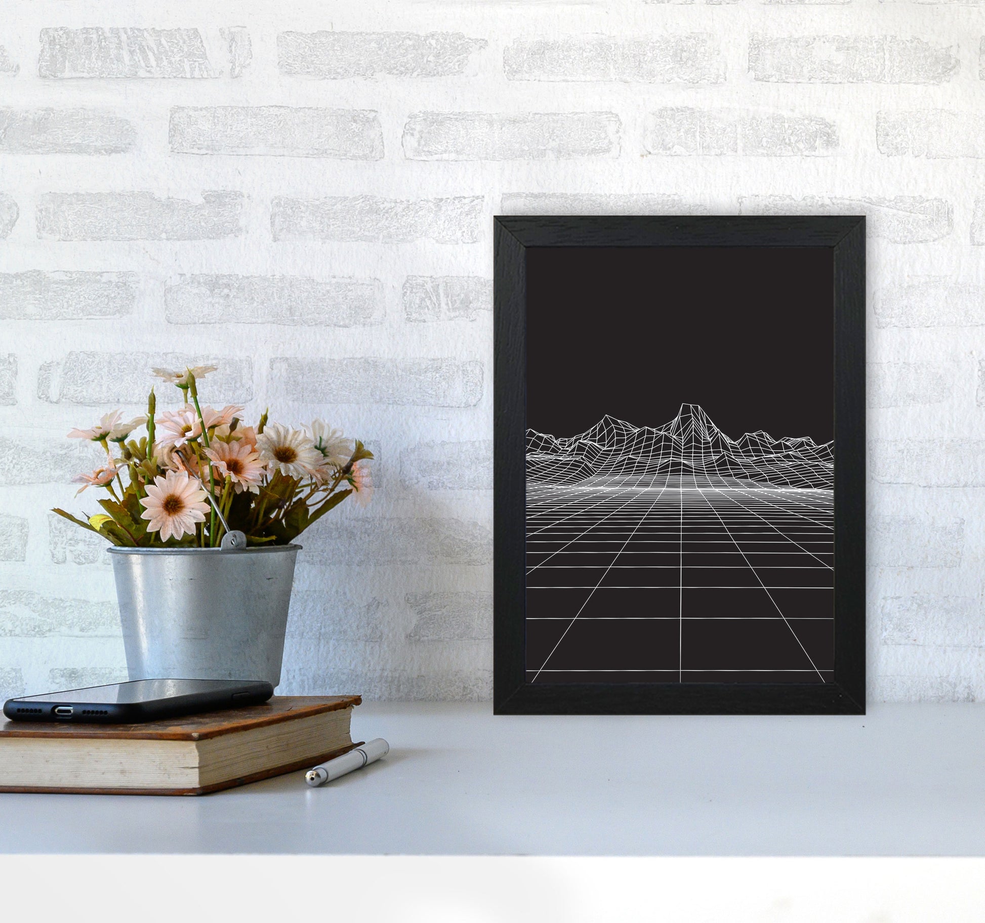 Line Mountains #2 Art Print by Jason Stanley A4 White Frame