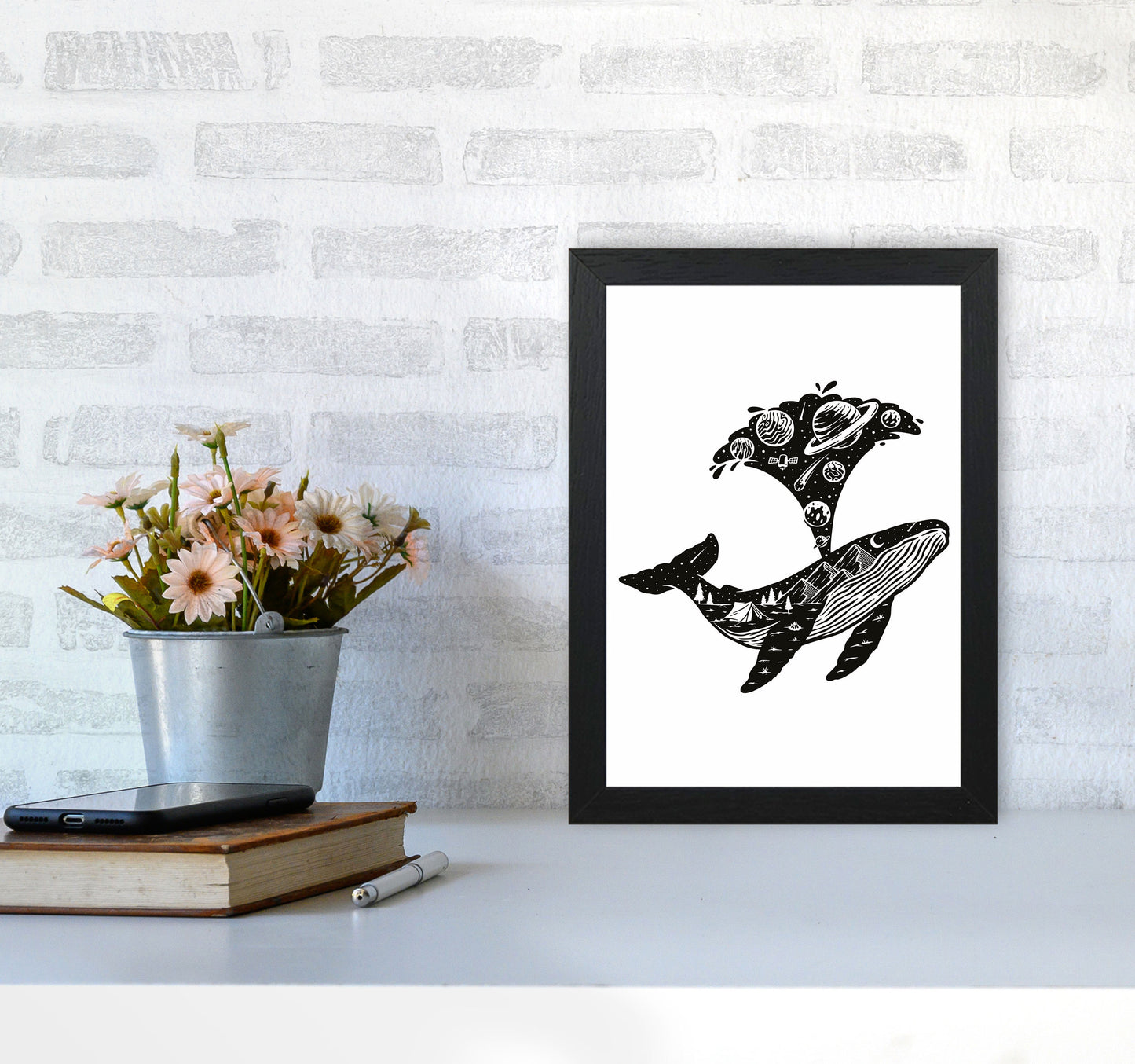 Humpback Universe Art Print by Jason Stanley A4 White Frame