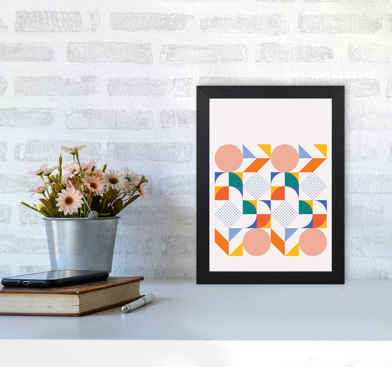 Retro Geometric 3 Art Print by Jason Stanley A4 White Frame