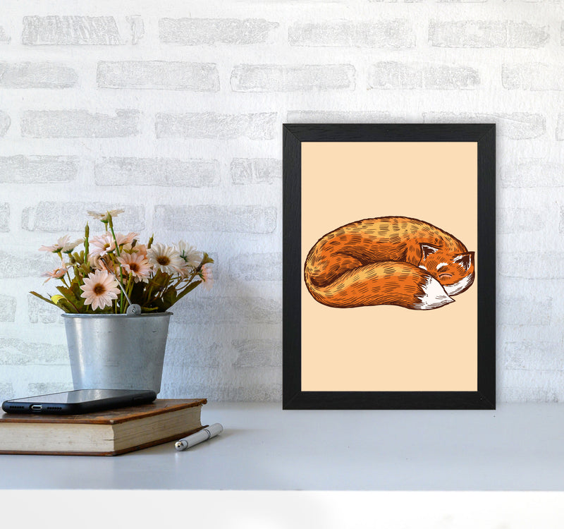 The Sleeping Fox Art Print by Jason Stanley A4 White Frame