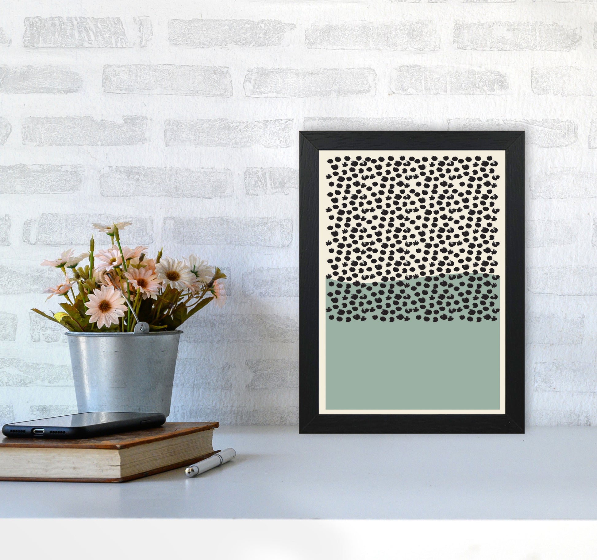Green Midcentury Art Print by Jason Stanley A4 White Frame