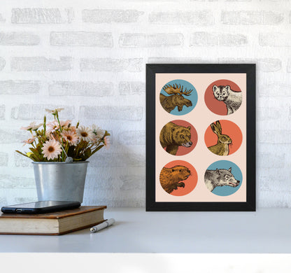 Animal Circles Art Print by Jason Stanley A4 White Frame