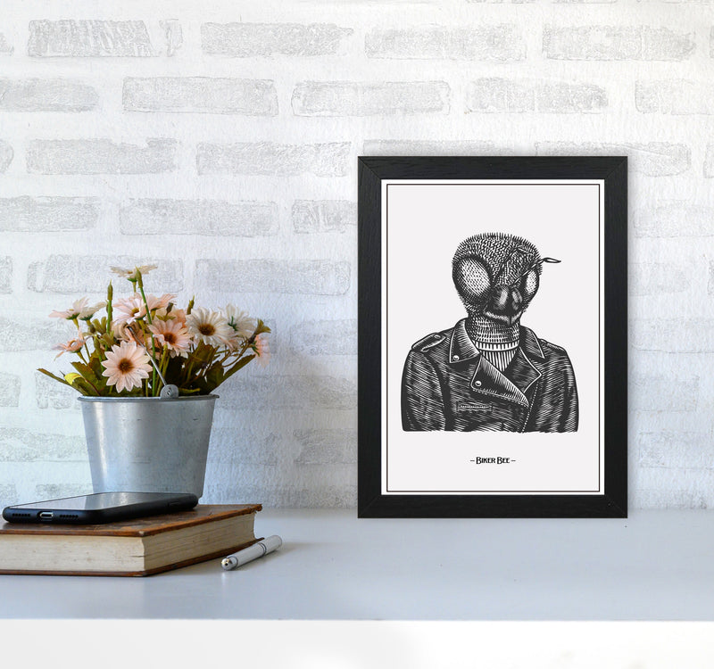 The Biker Bee Art Print by Jason Stanley A4 White Frame