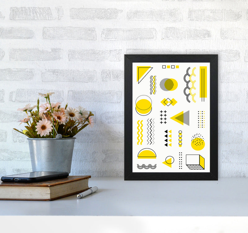 Yellow Shapes Art Print by Jason Stanley A4 White Frame