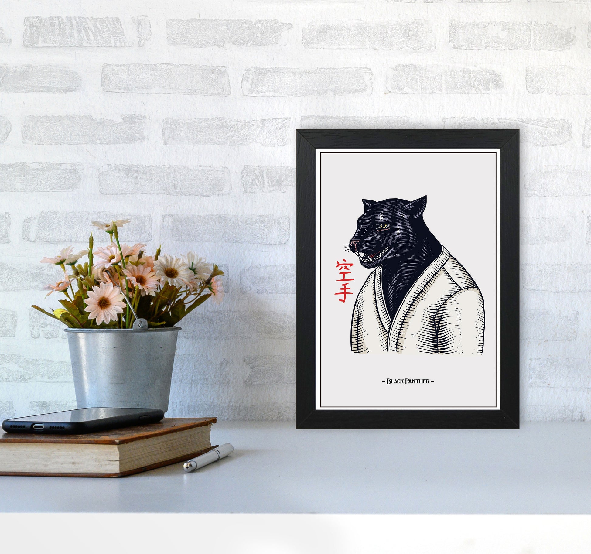 Black Panther Art Print by Jason Stanley A4 White Frame
