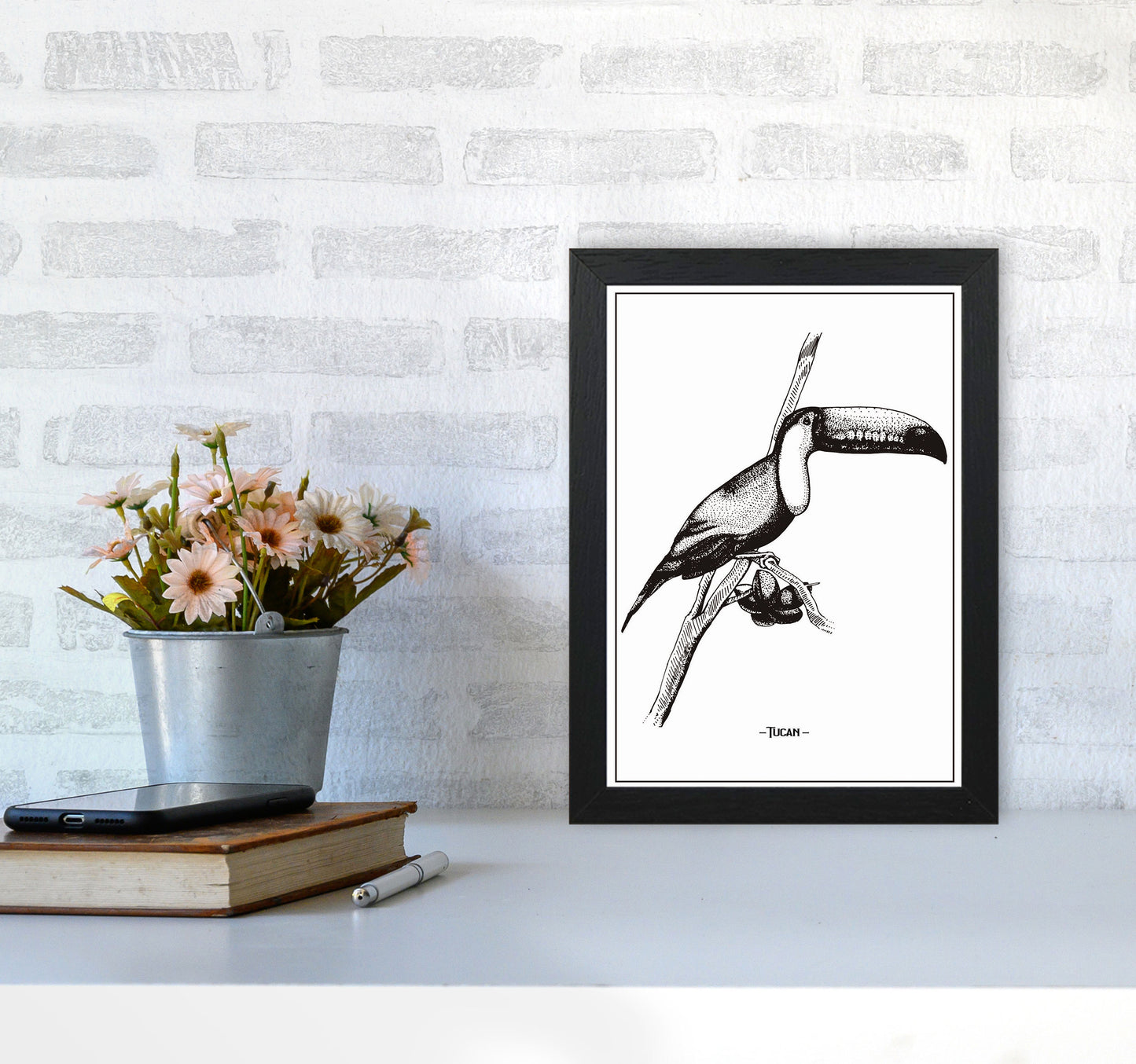 Tucan Art Print by Jason Stanley A4 White Frame