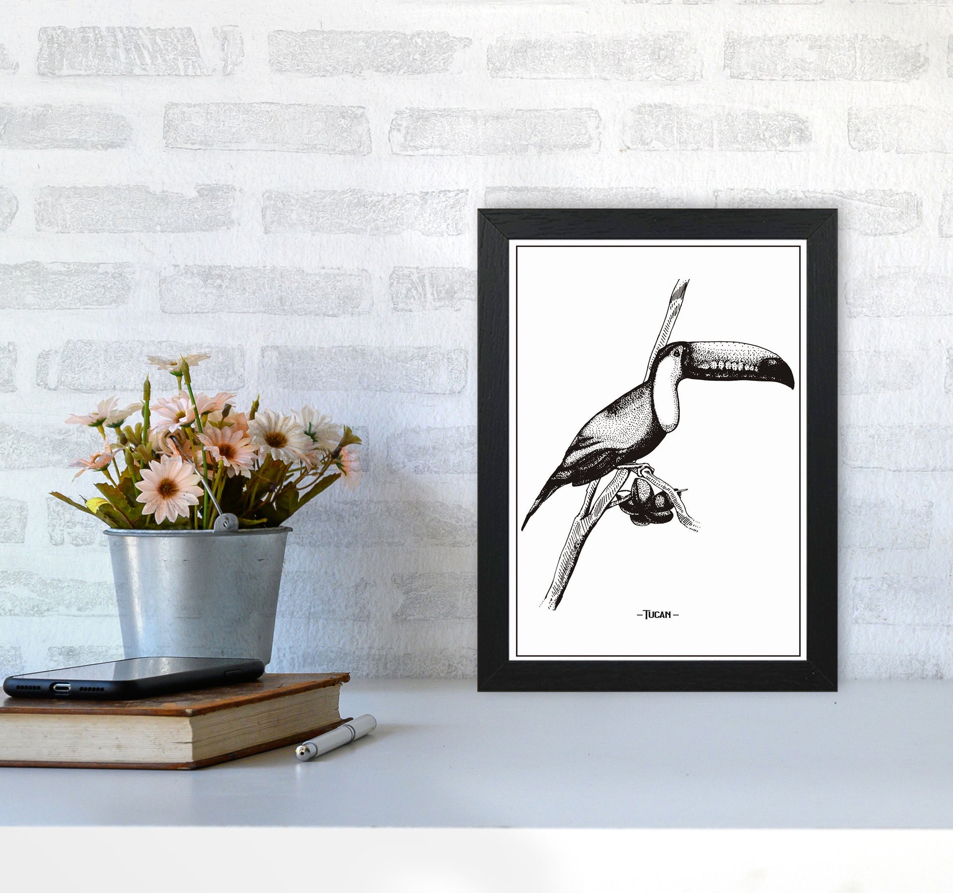 Tucan Art Print by Jason Stanley A4 White Frame