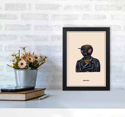 Biker Bee Art Print by Jason Stanley A4 White Frame