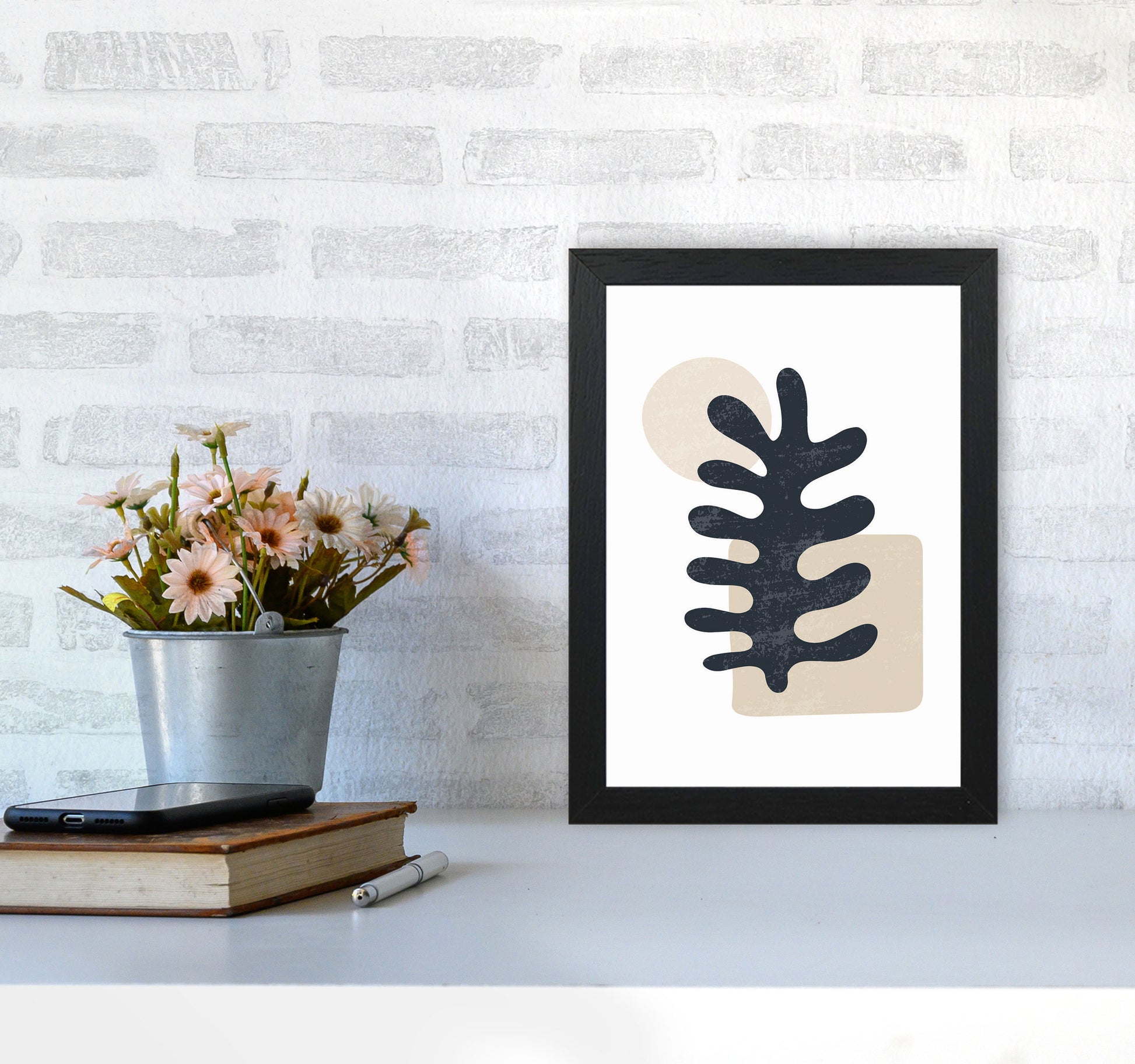 Minimal Abstract Algae III Art Print by Jason Stanley A4 White Frame