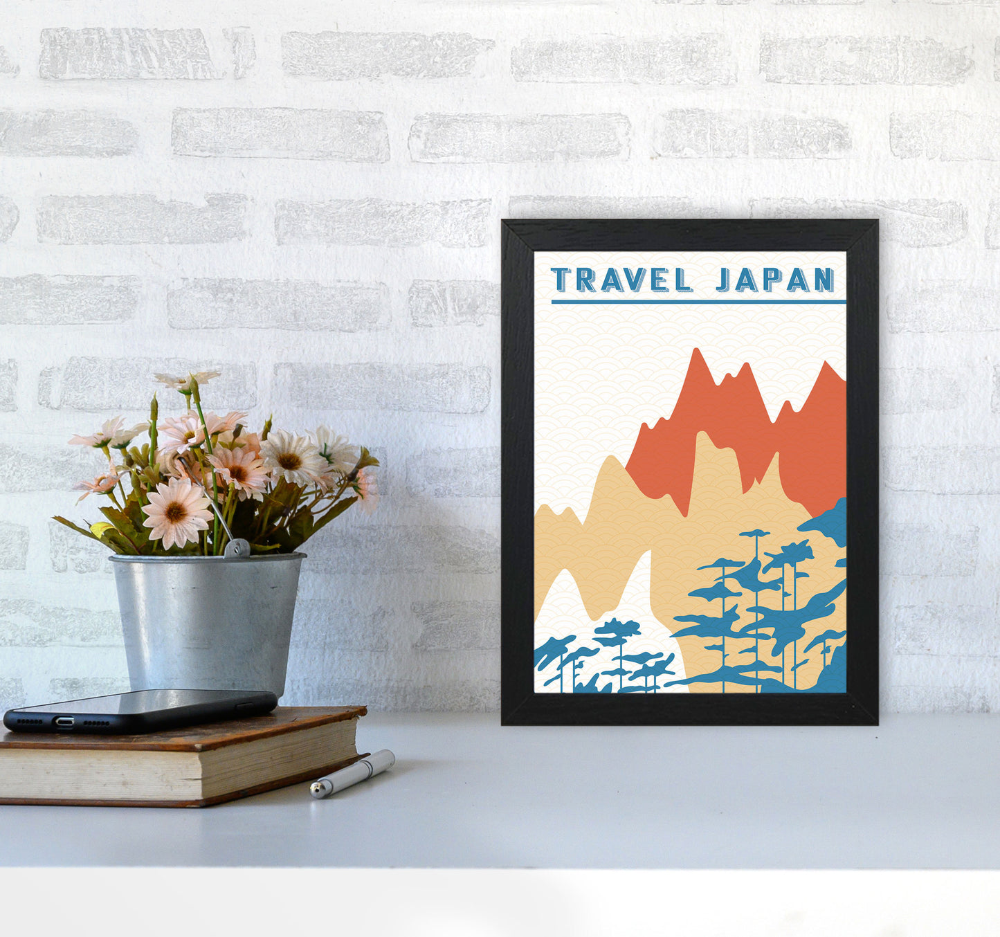 Traval Japan Minimilism III Art Print by Jason Stanley A4 White Frame