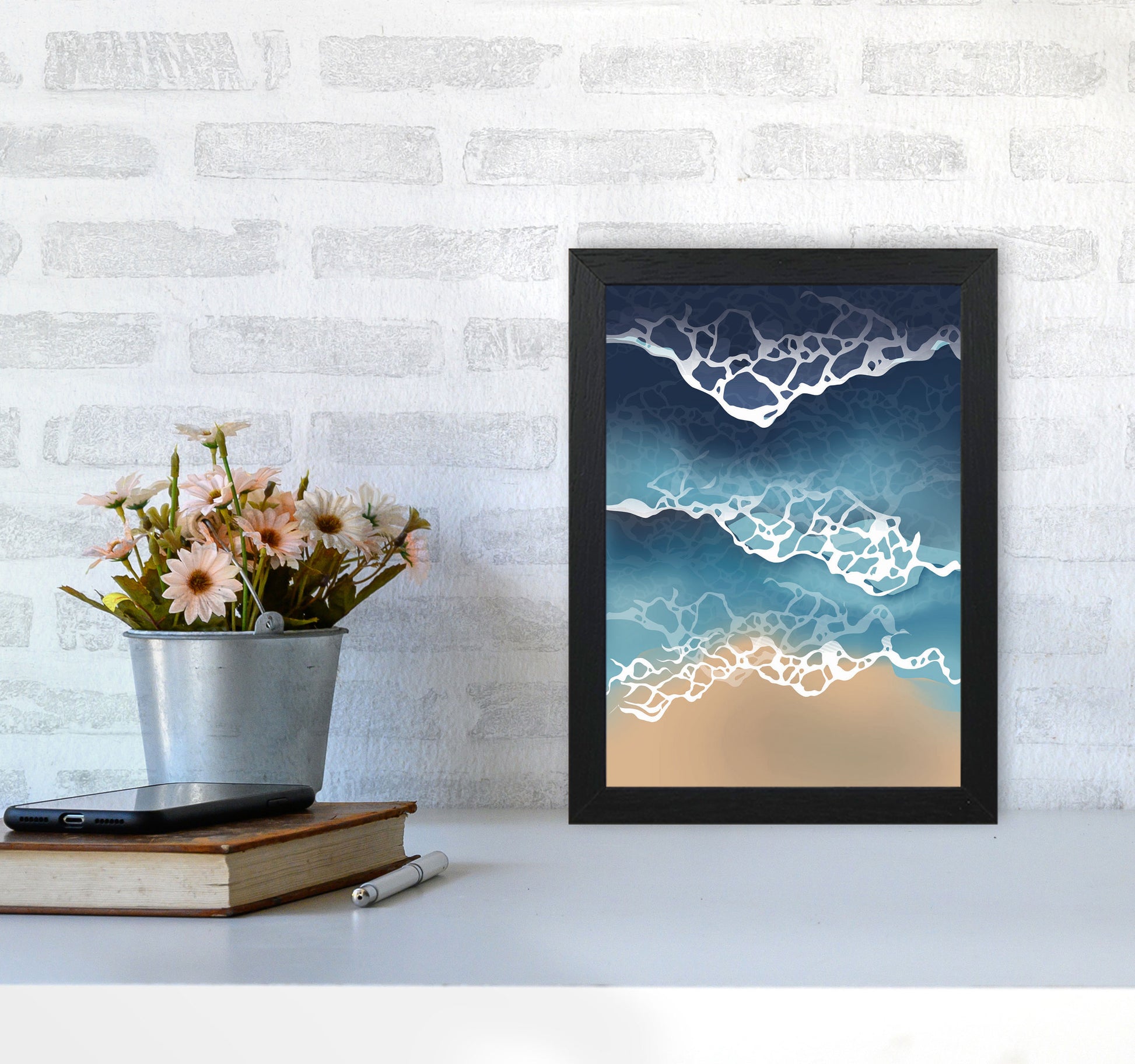 Ocean Waves Art Print by Jason Stanley A4 White Frame