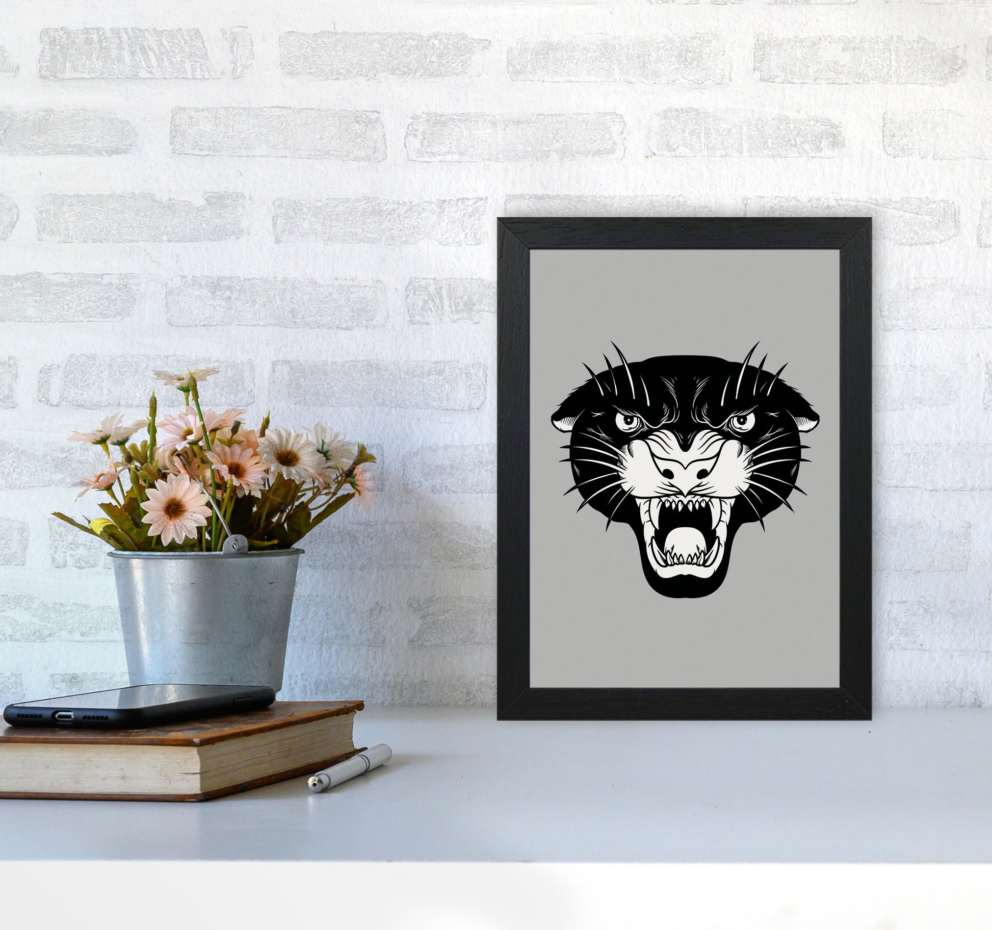Vintage Panther Art Print by Jason Stanley A4 White Frame